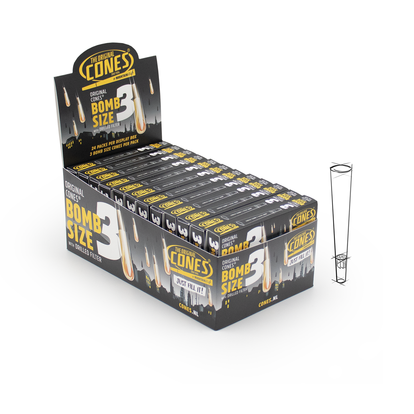 Original Pre Rolled Cones® White Bomb Size 3pcs.